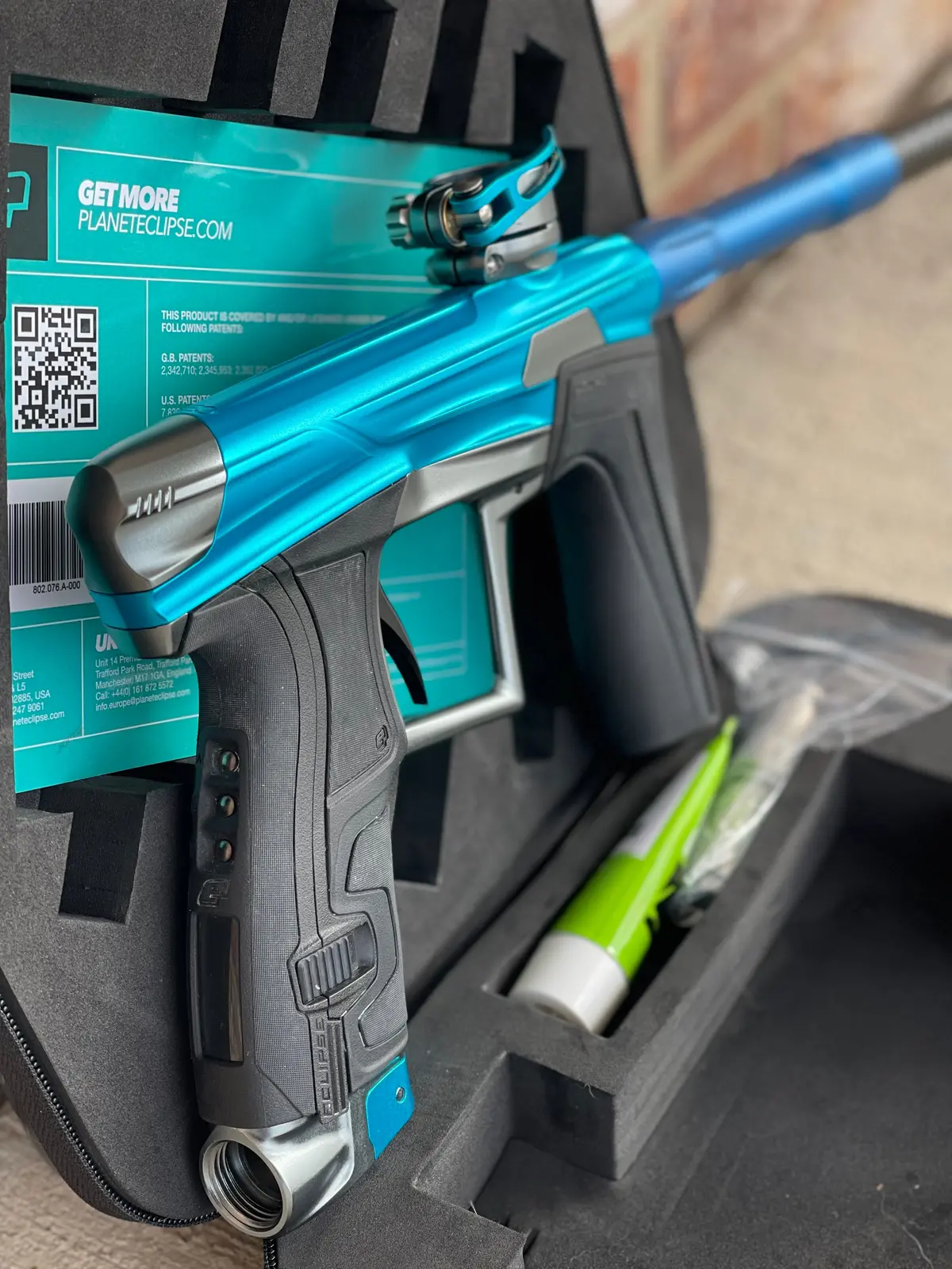 Used Planet Eclipse Geo 4 Paintball Gun - Teal/Grey W/ Ssc Trigger With Dye Ul Barrel System 1
