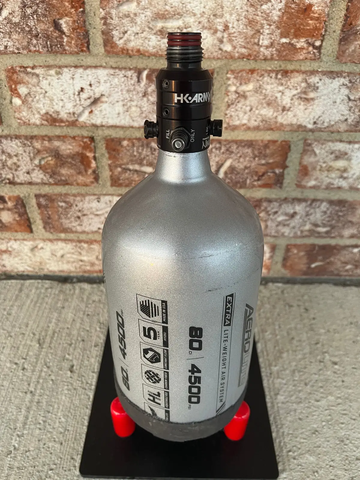 Used Hk Army "Extra Lite" 80/4500 Paintball Tank - Silver W/ V2 Pro Reg 1