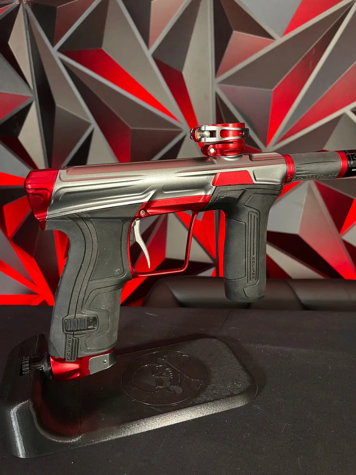 Used Planet Eclipse Cs2 Paintball Marker- Grey / Red W/ 2 Fl Backs 1