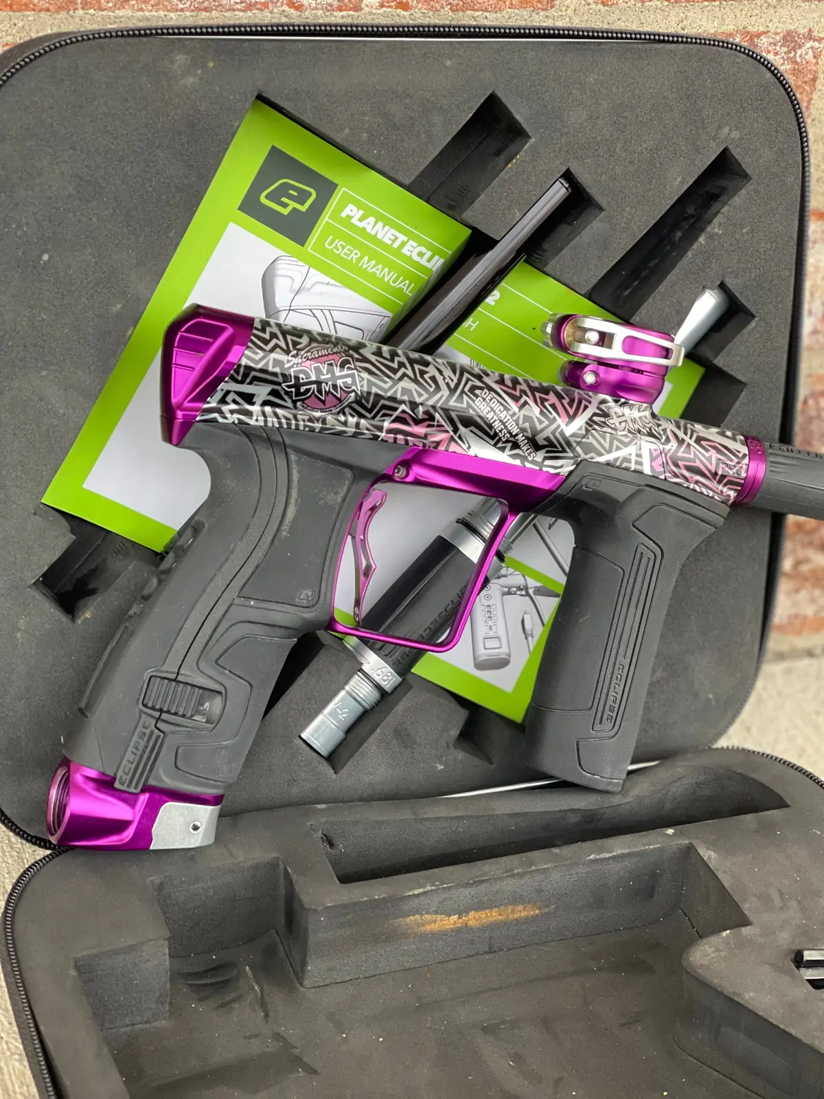 Used Planet Eclipse Cs2 Pro Paintball Gun - Sac Dmg W/ Infamous Deuce Trigger And 3 Fl Inserts 1