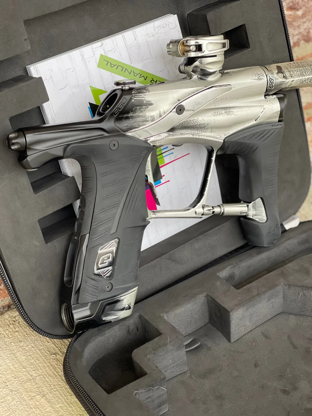Used Planet Eclipse Ego Lv1.5 Paintball Marker- Silver/Black Fade Custom Anno 1