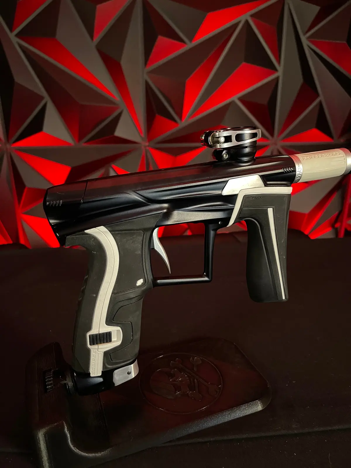 Used Planet Eclipse Geo 4 Paintball Gun - Midnight/Raw Metal Eyes & Asa W/ Scythe Trigger, Extra Grip Kit 1