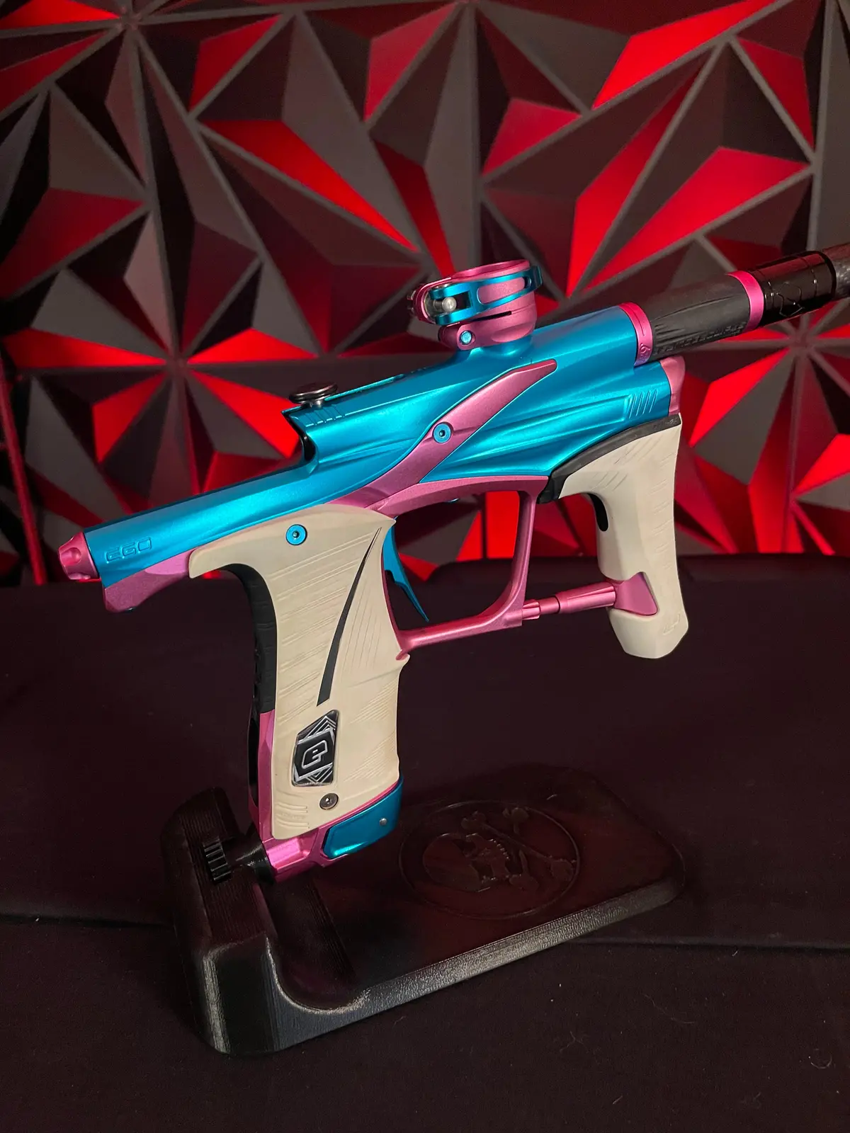 Used Planet Eclipse Lv1.6 Paintball Gun - Teal / Pink W/White Grip Kit 1