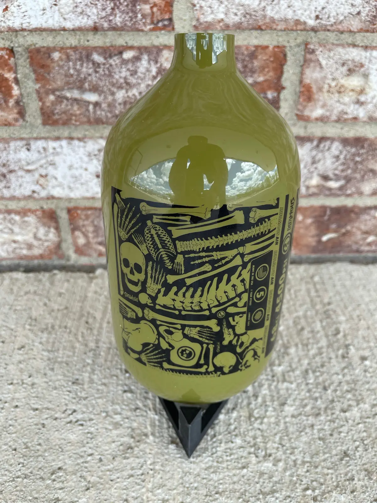 Used Infamous "Bones" 68/4500 Paintball Tank - Olive - Bottle Only 1
