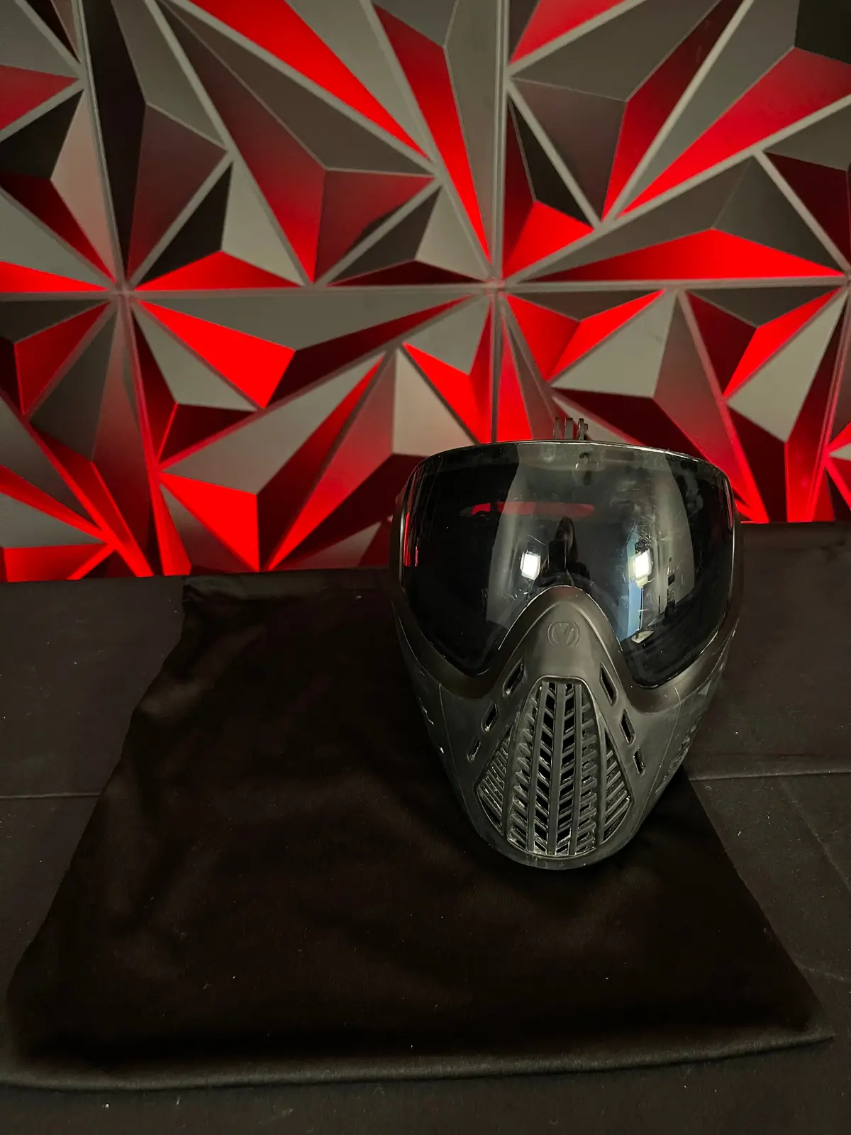 Used Virtue Vio Ascend Paintball Mask - Black W/ Smoke Lens And Soft Goggle Bag 1