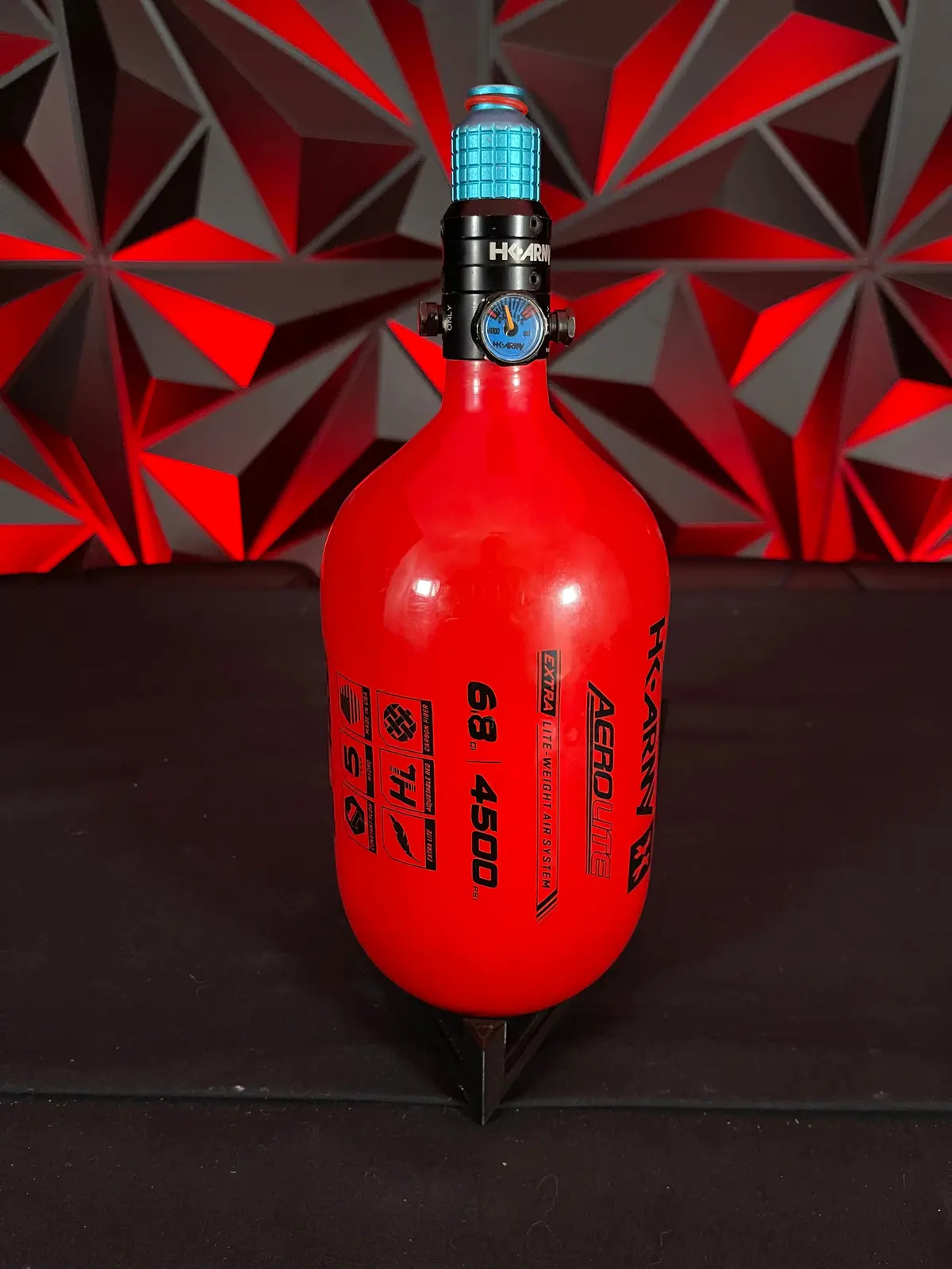 Used Hk Army Aerolite "Extra Lite" 68/4500 Paintball Tank - Red - Hk Pro Reg W/ Thread Protector 1