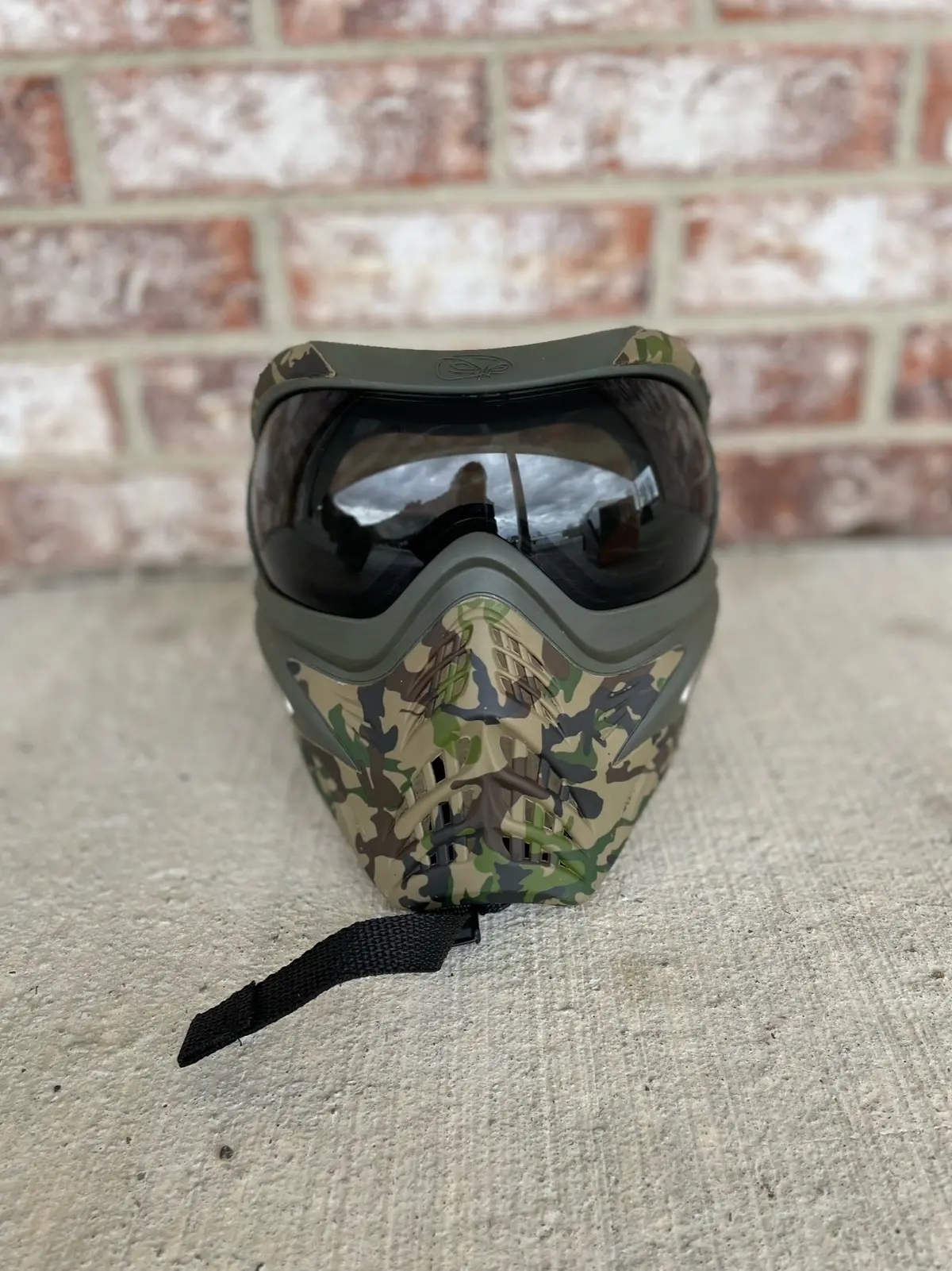 Used V-Force Grill Se Paintball Mask - Woodland Camo W/ 2 Lenses, Visor, And Soft Goggle Bag 1