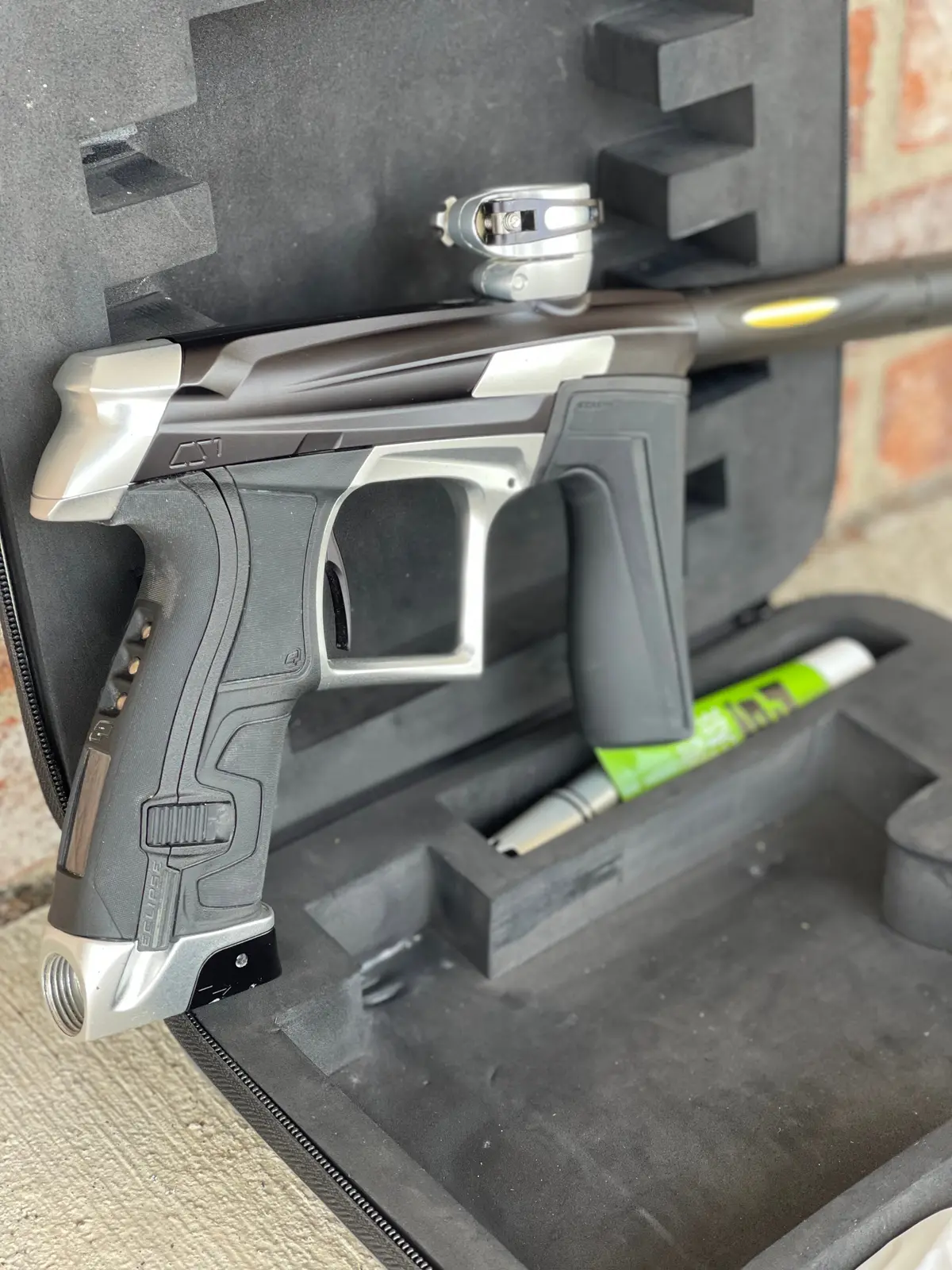 Used Planet Eclipse Cs1 Paintball Gun - Black/Silver W/ Freak Barrel & Cs2 Back Grip 1
