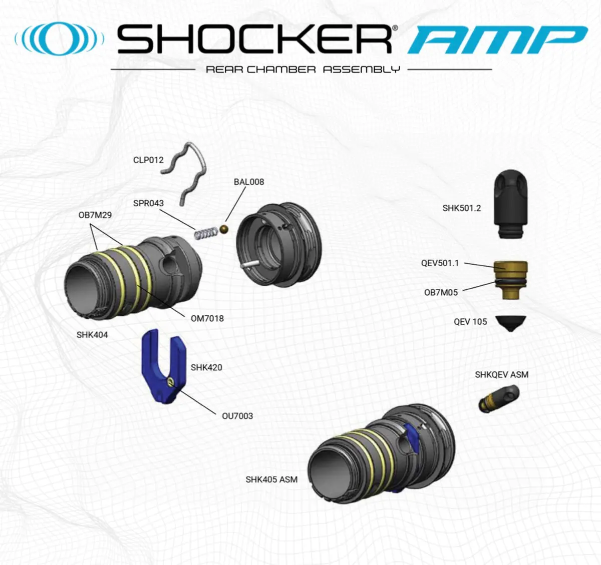 Sp Shocker Amp Rear Chamber Assembly Parts List - Pick The Part You Need! 1
