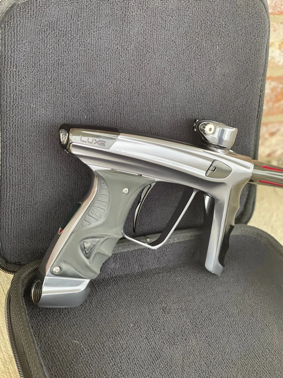Used Dlx Luxe X Paintball Gun - Dust Pewter/Polished Black W/ Hk Army Exo 2.0 Case 1