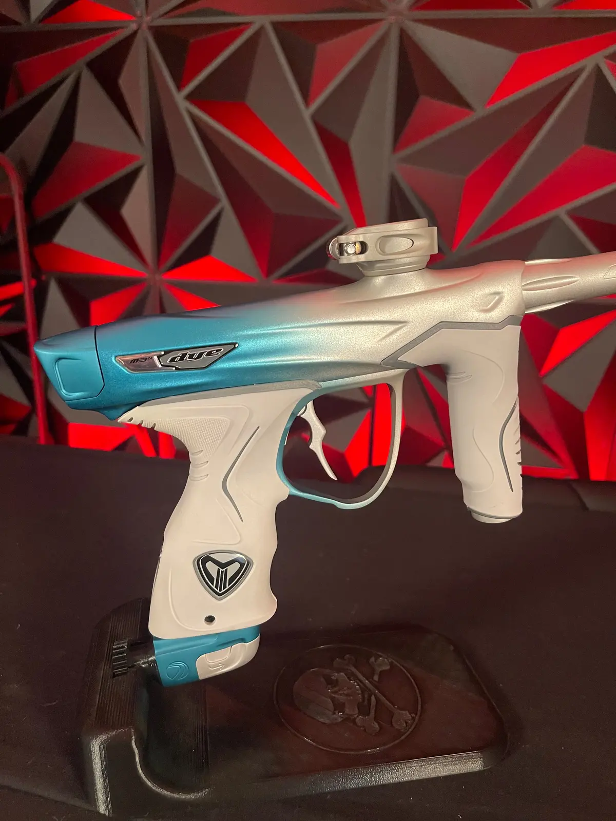 Used Dye M3+ Paintball Gun - Custom Blue To Silver Fade W/ Wireless Charging Pad 1