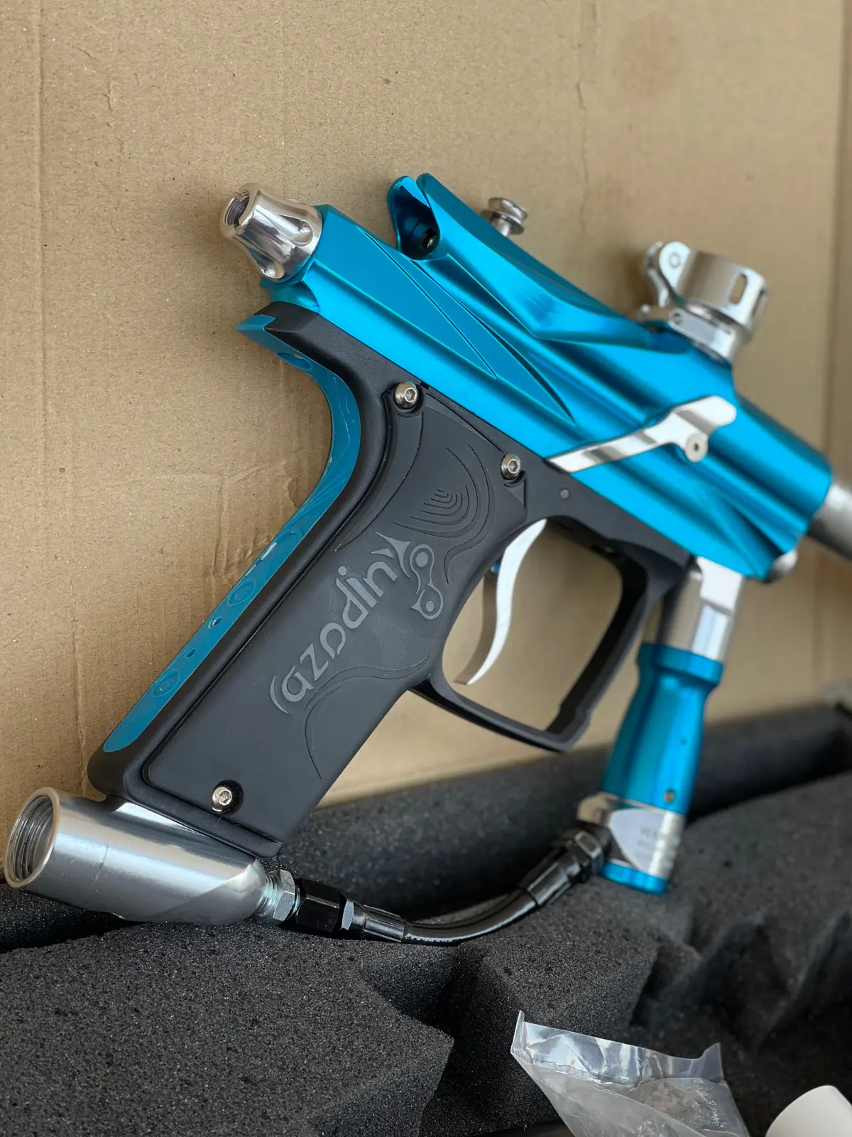 Used Azodin Blitz Paintball Gun - Blue / Silver 1
