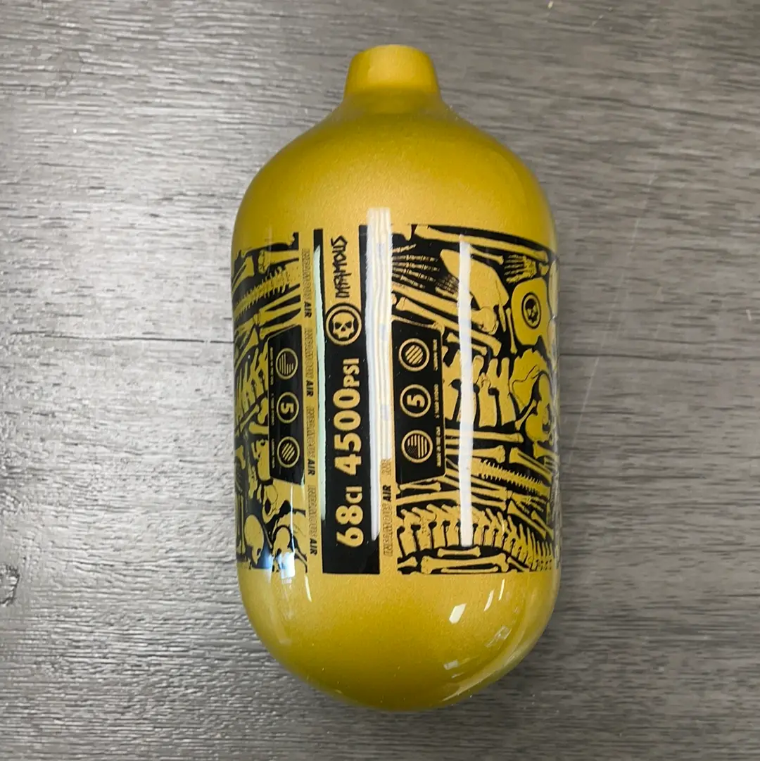 Infamous Air "Bones" Paintball Tank - Diamond Series - Bottle Only -  68Ci / 4500Psi - Gold / Black 1