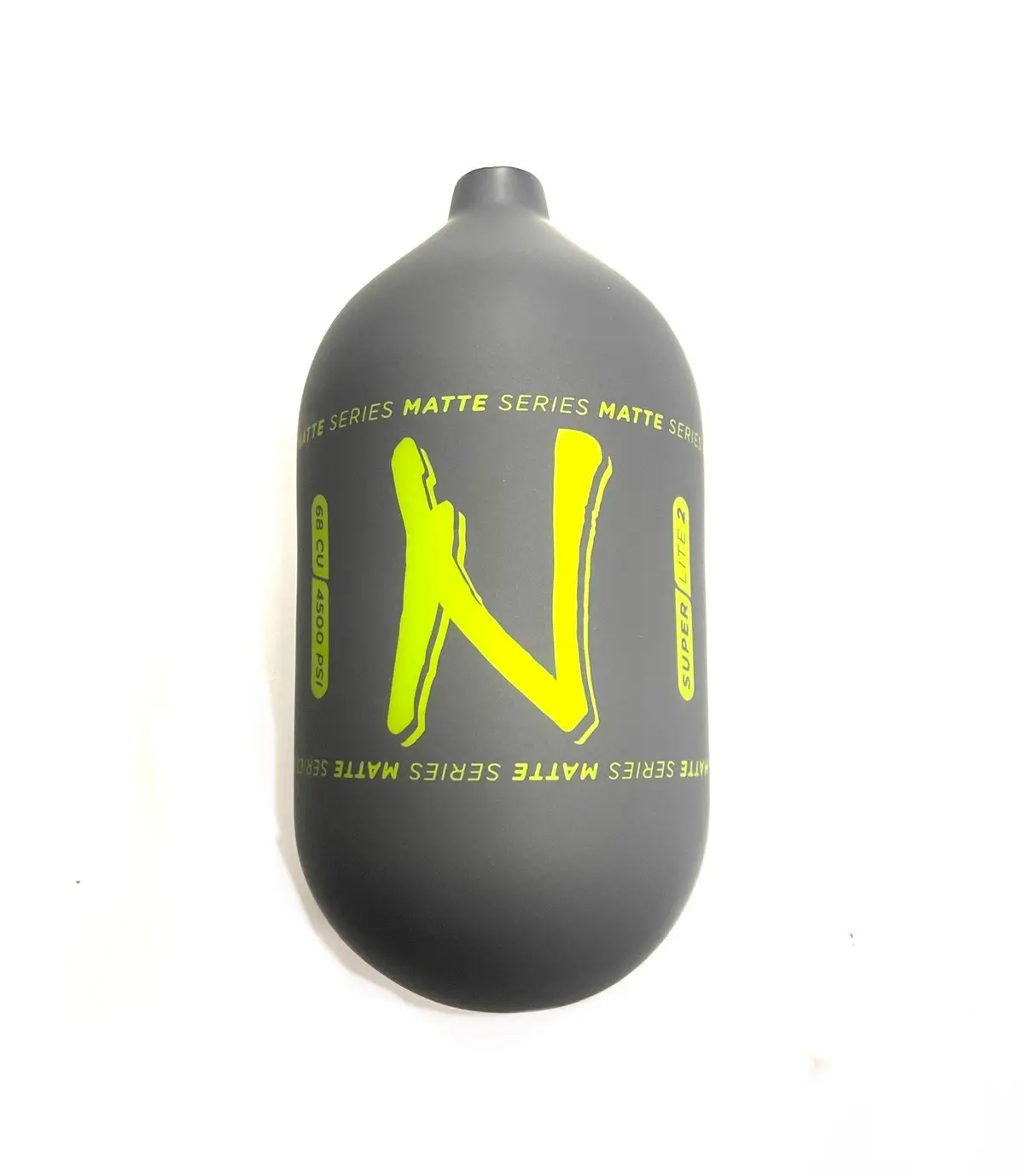 Ninja Sl2 68/4500 "Matte Series" Carbon Fiber Paintball Tank Bottle Only - Grey/Lime 1