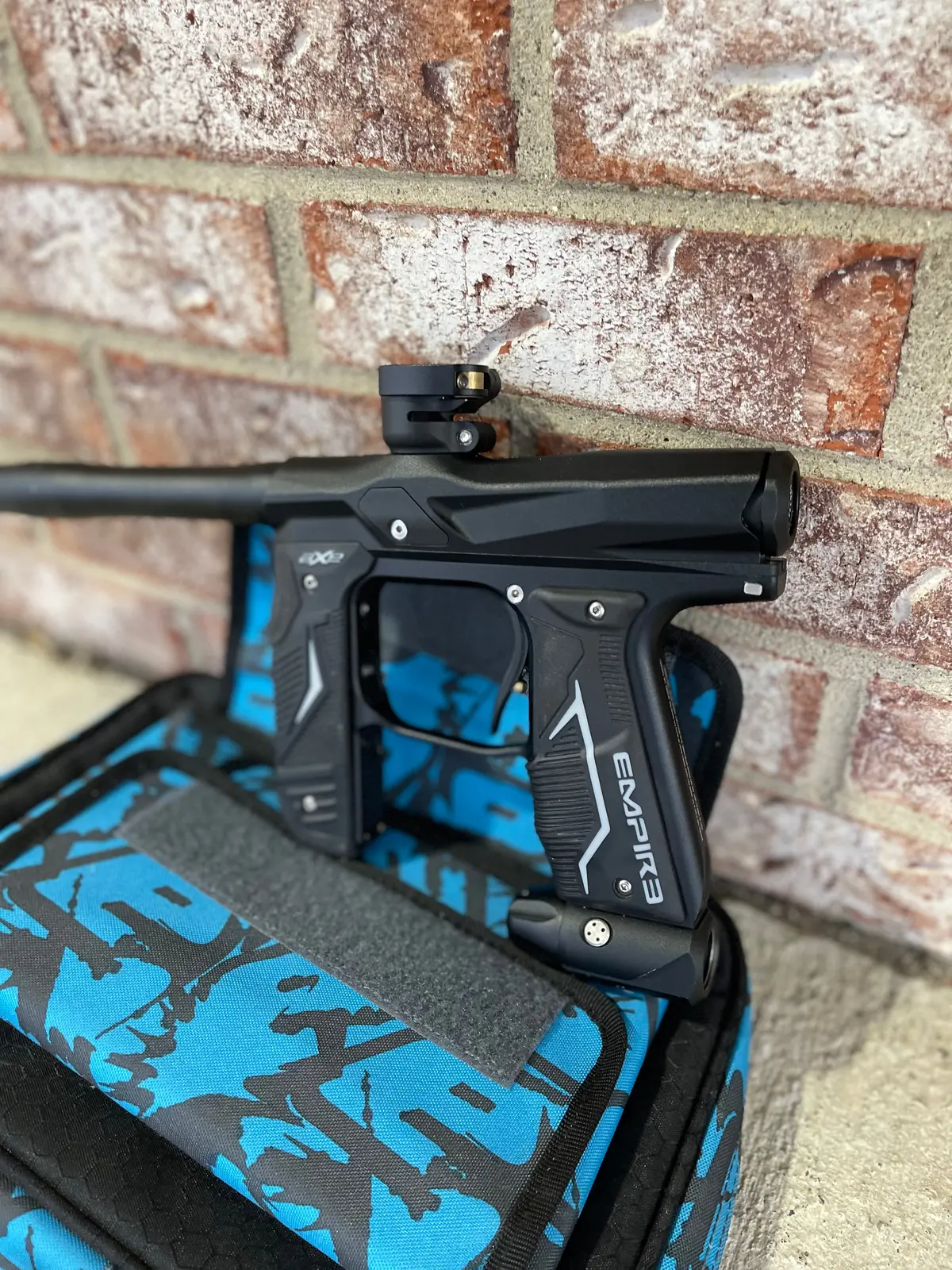 Used Empire Axe 2.0 Paintball Gun - Black W/ Blue Planet Eclipse Marker Bag 1
