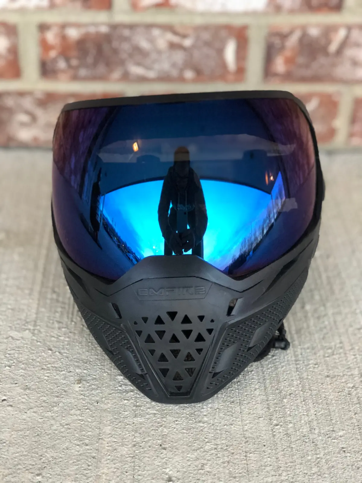 Used Empire Evs Paintball Mask- Black W/ Blue Mirror Lens 1