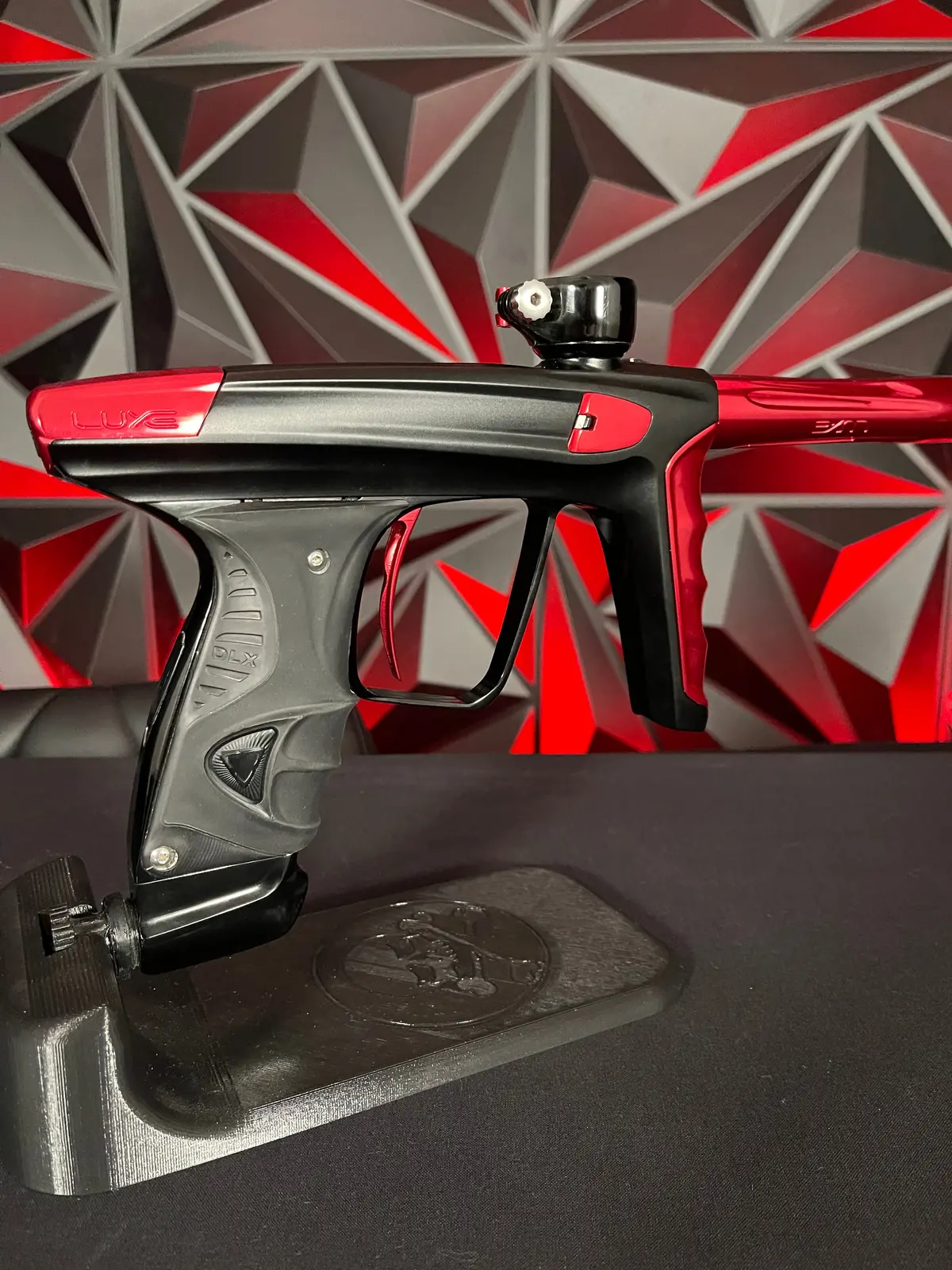 Used Dlx Luxe X Paintball Gun - Dust Black Body/Gloss Trigger Frame/Red Accents 1