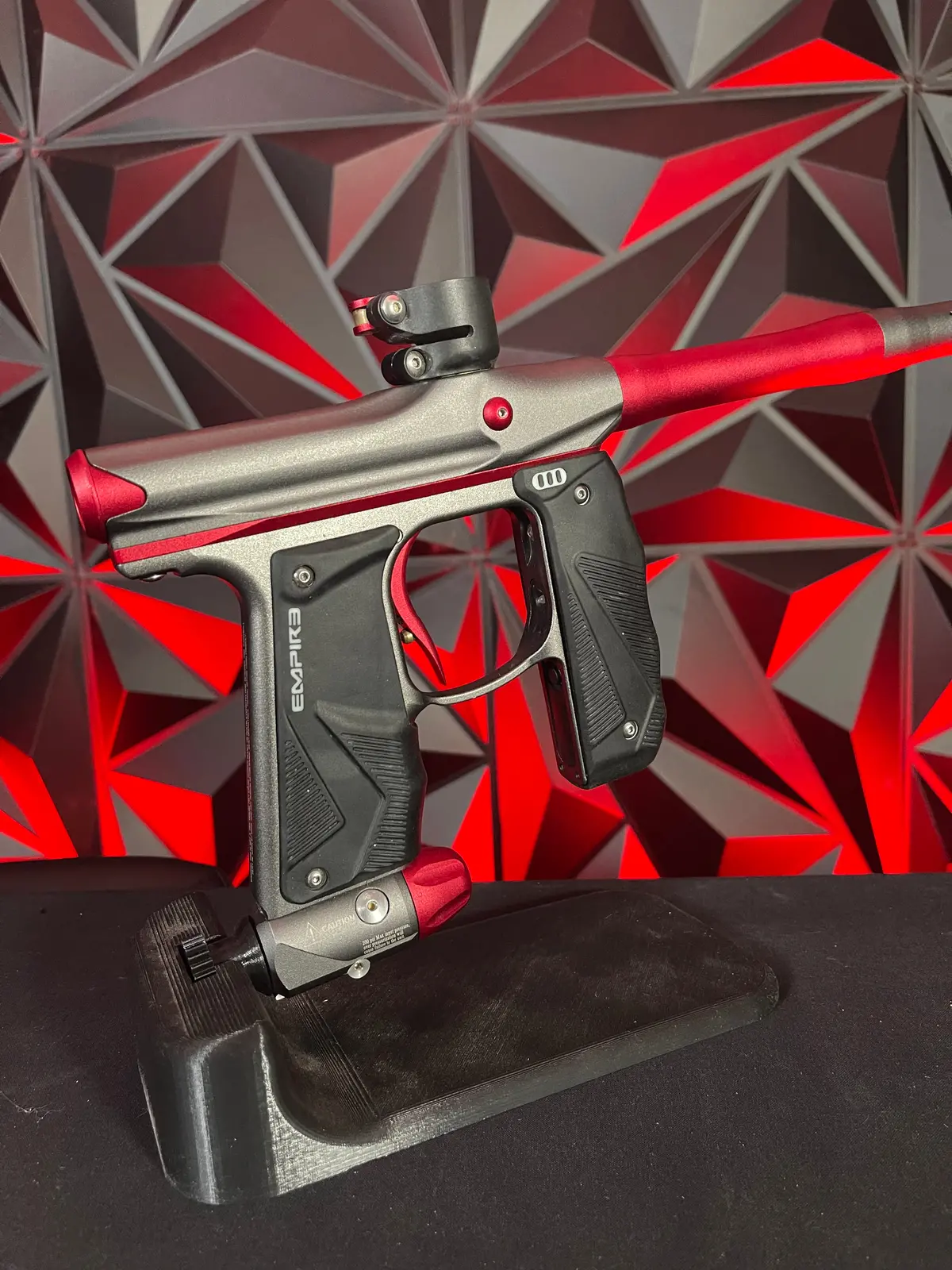 Used Empire Mini Gs Paintball Gun- Grey / Red W/ 2 Piece Barrel *New Solenoid* 1