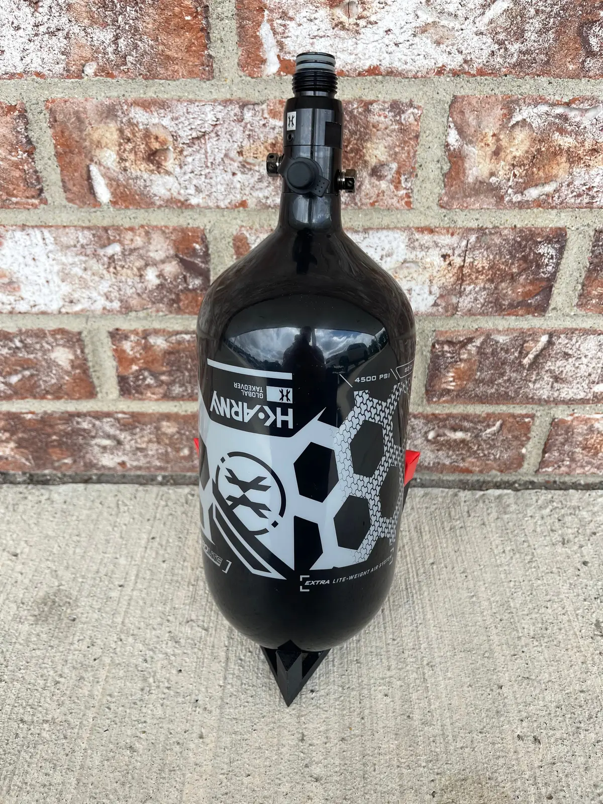 Used Hk Army "Aero Lite" Hex Series 68/4500 Paintball Tank - Black / Grey Hex Pattern  With Standard Regulator 1