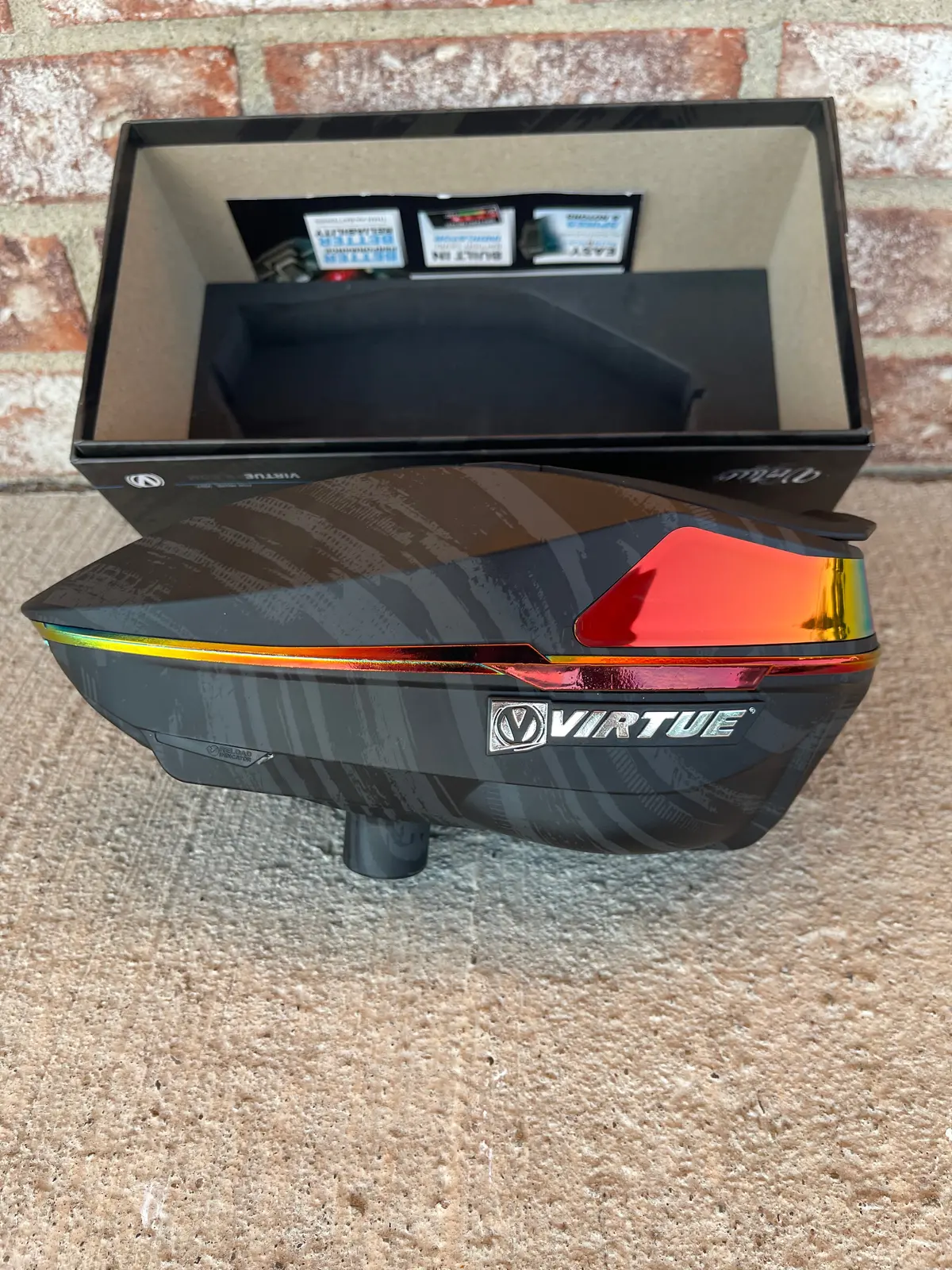 Used Virtue Spire 4 Paintball Loader -Graphic Fire W/ N-Charge 1