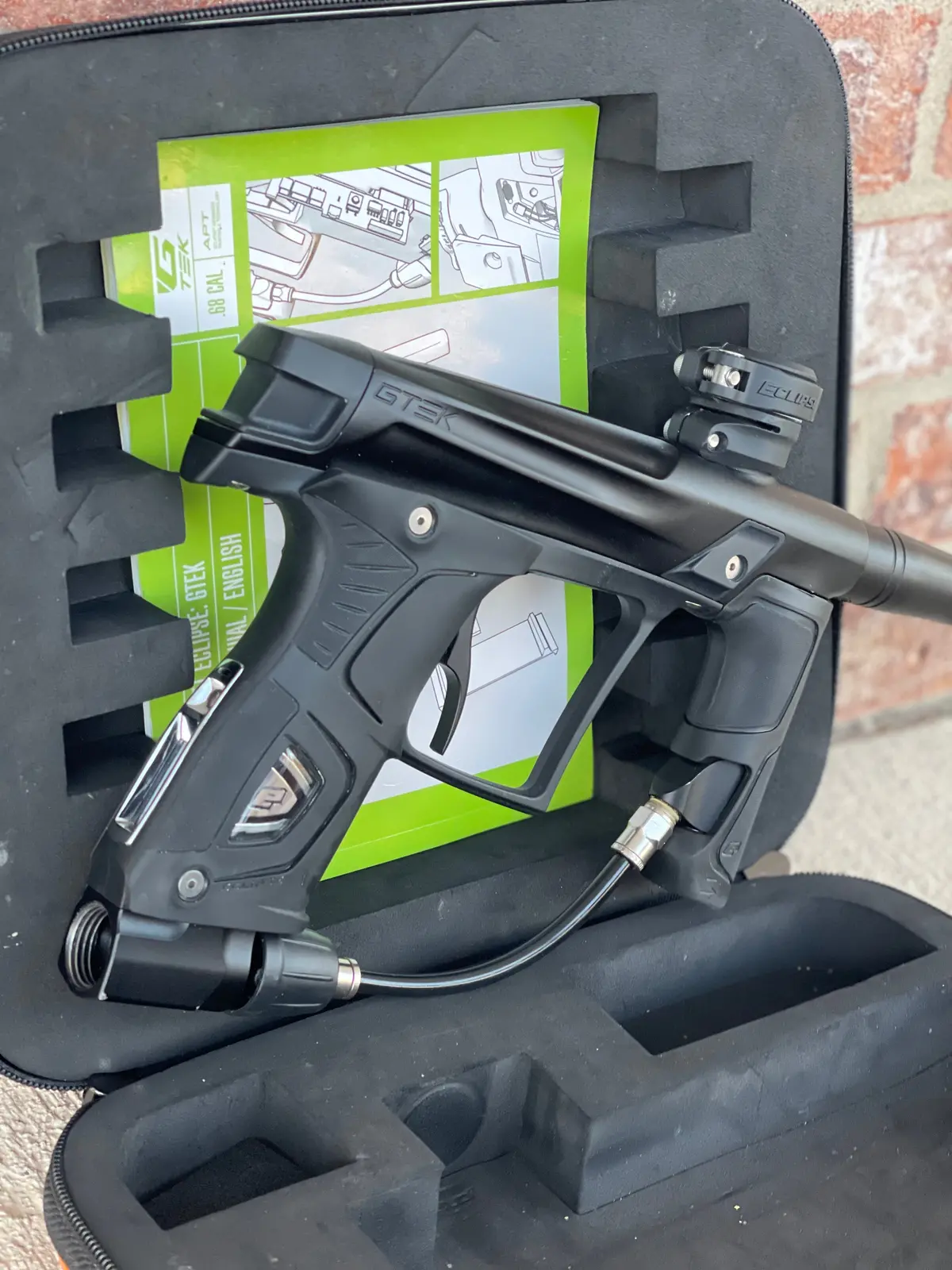 Used Planet Eclipse Gtek Paintball Marker- Black W/Gmek Slide Trigger Frame + Valve & Electronic Frame 1
