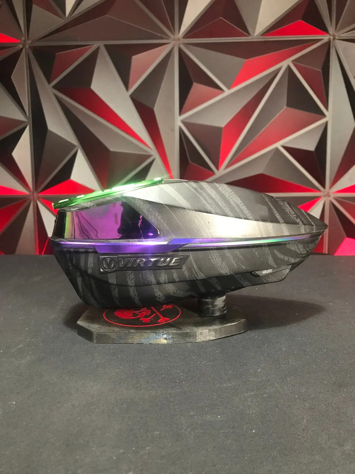 Used Virtue Spire Iv Paintball Loader - Graphic Emerald W/ Hk Army Evo Pro Speedfeed 1