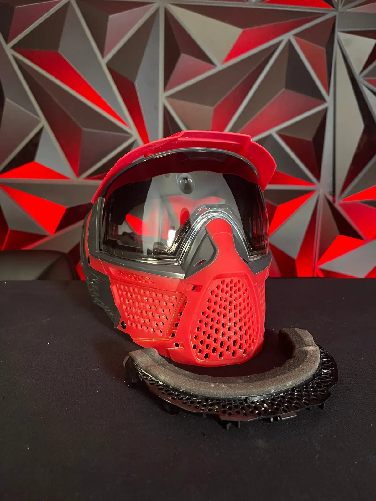Used Carbon Zero Pro Paintball Mask - Less Coverage - Crimson (Red/Black) W/ Case And Spare Visor Clip 1