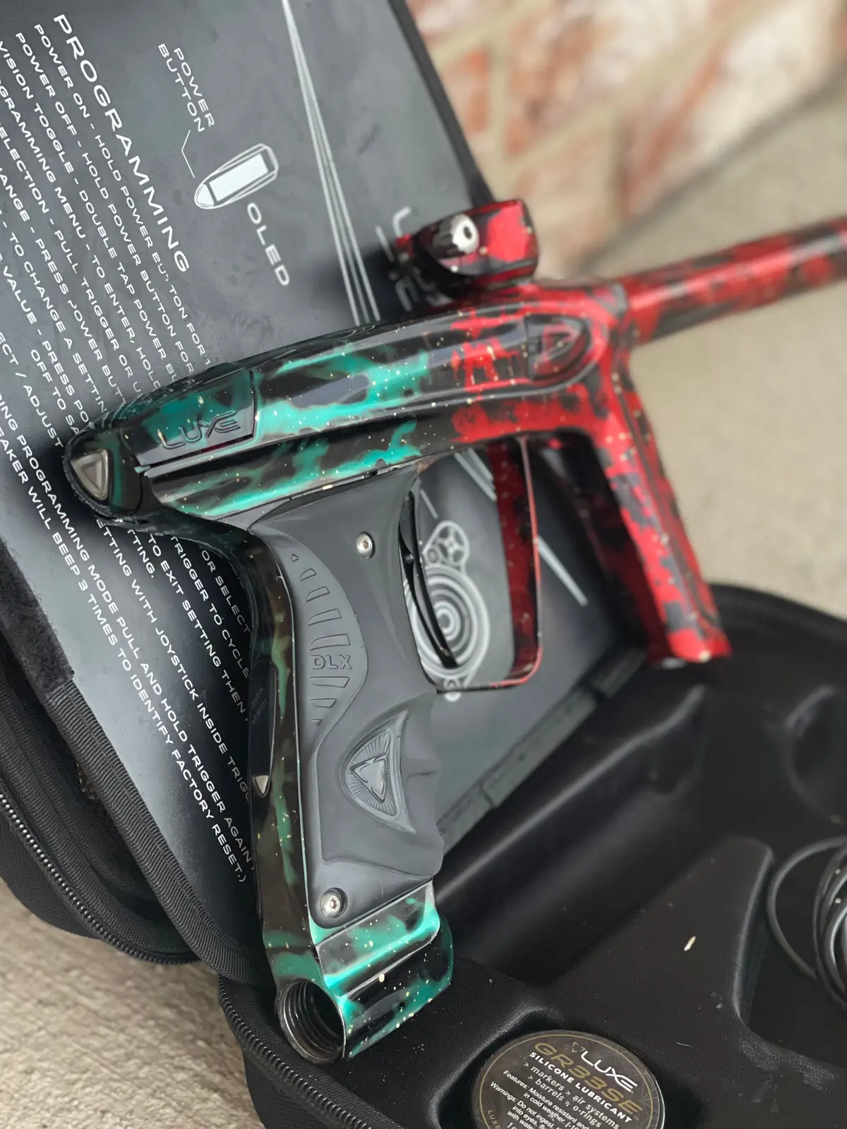 Used Dlx Luxe Ice Paintball Gun - Red/Green Galaxy (1 Of 15) 1