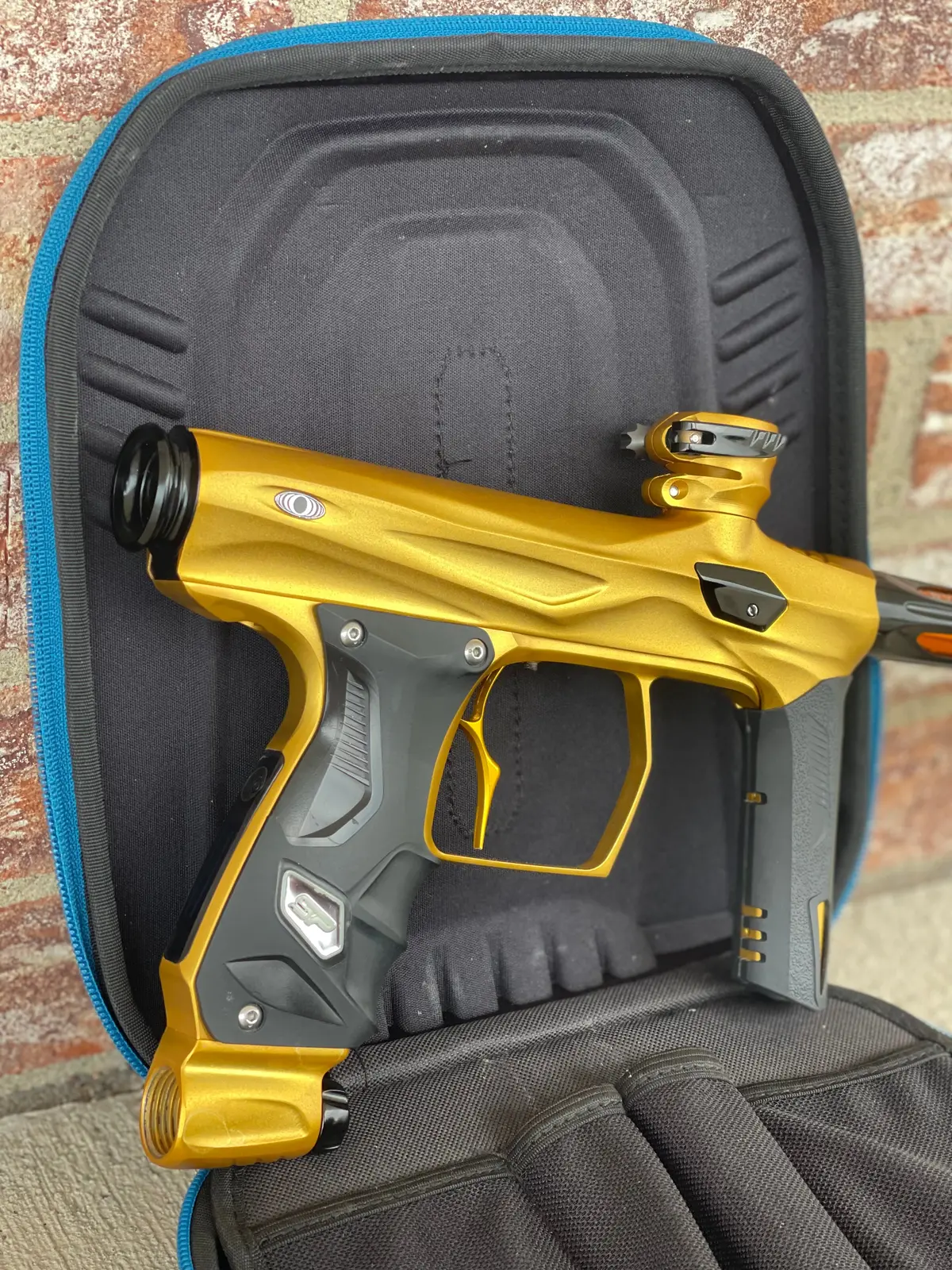 Used Shocker Amp Paintball Gun - Gold W/ Infamous Deuce Trigger 1