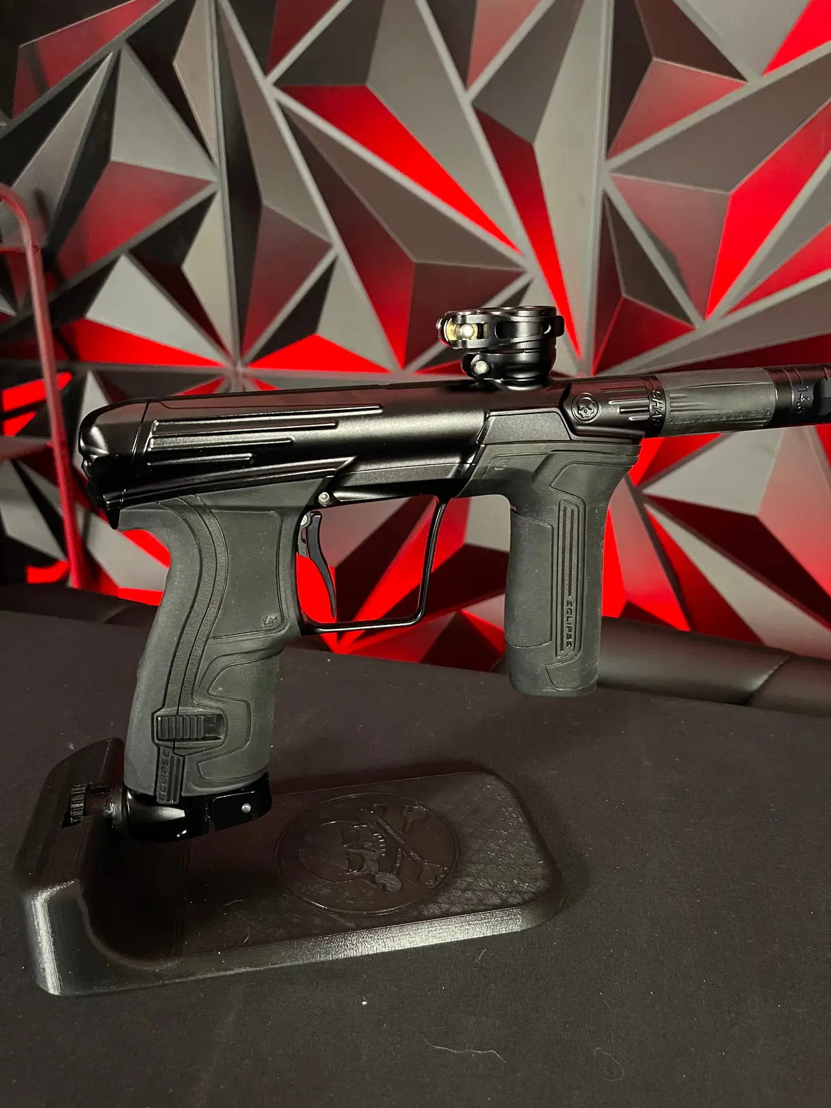 Used Planet Eclipse/Infamous Cs2 Pro Paintball Gun- Black Flag W/ 3 Fl Backs 1