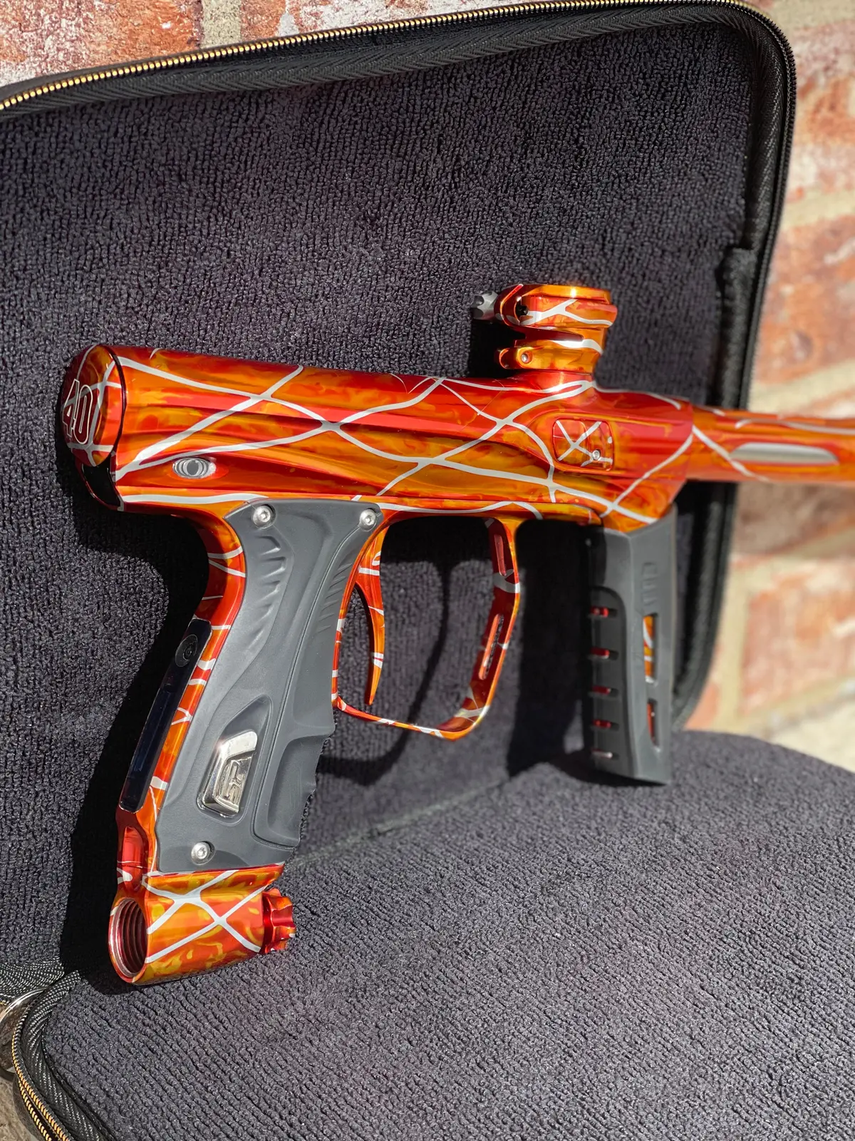 Used Ultra Shocker Xls Paintball Gun - Fire And Ice - Splash Trigger Frame And Cvo Frame 1