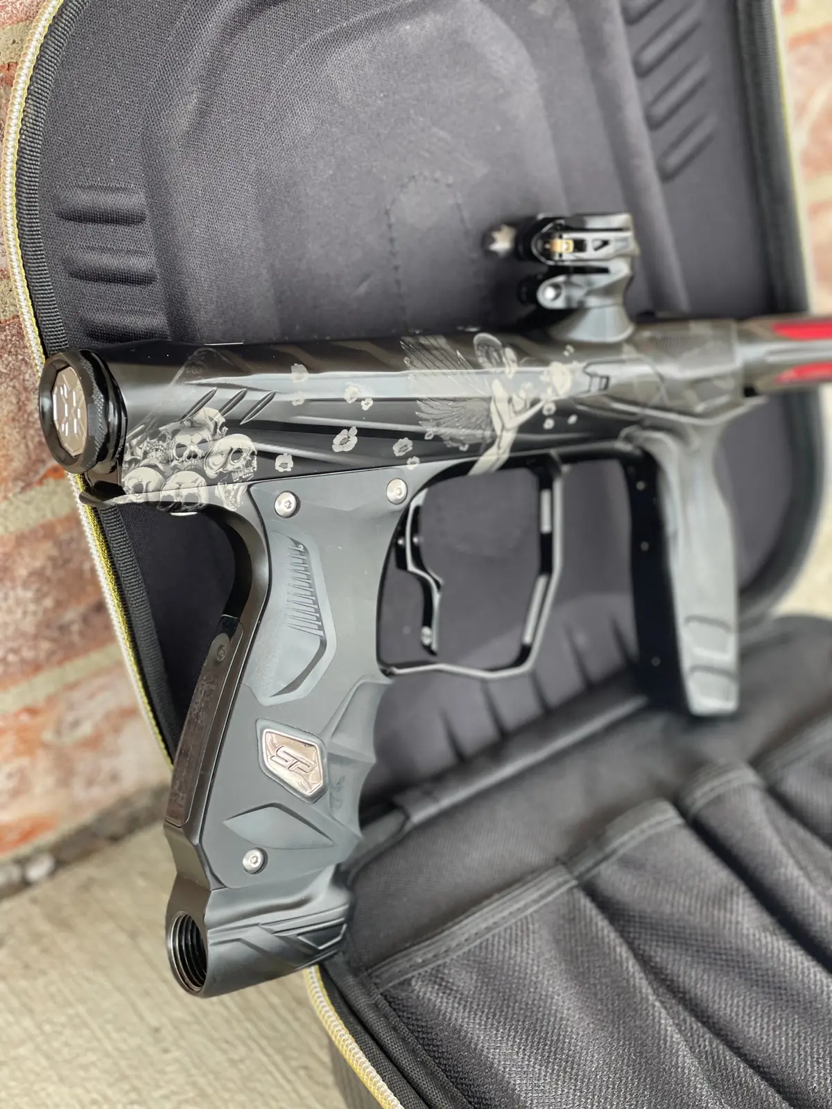 Used Hk Army Shocker Amp Paintball Gun - Black W/ Succubus Laser Engraving 1