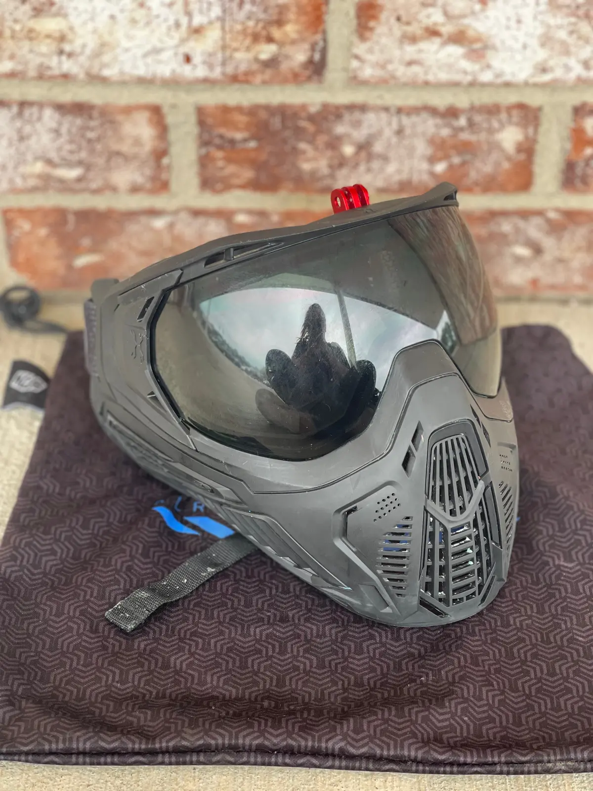 Used Hk Army Slr Paintball Mask - Black W/ Red Goggle Camera Mount 1