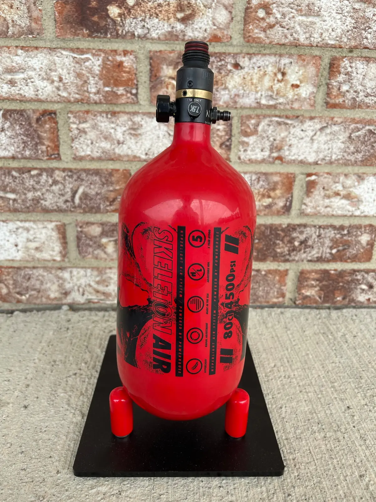 Used Infamous 80/4500 Paintball Tank - Red Savage Skull 1