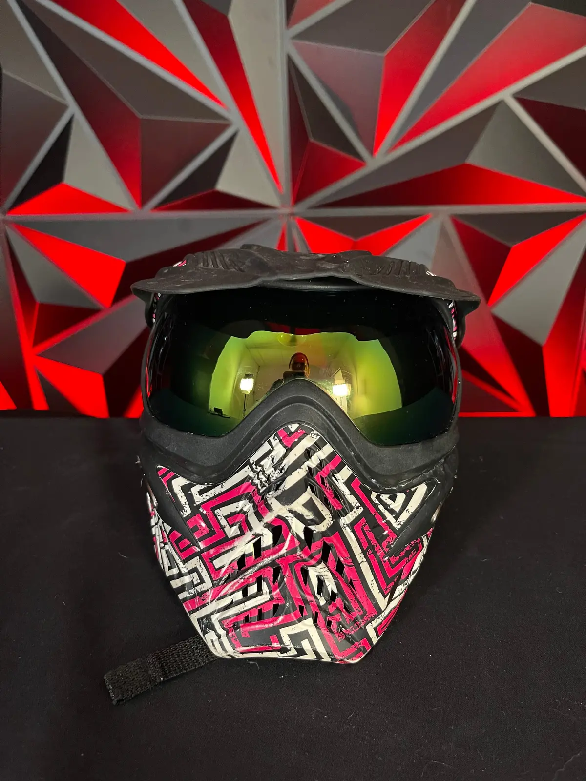 Used V-Force Grill Paintball Mask - Pink/White/Black W/Visor 1