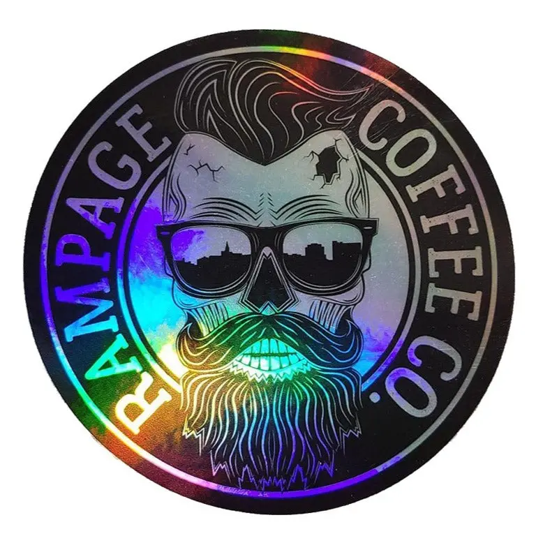 Large 4" Holographic Logo Sticker | Rampage Coffee Co. 1