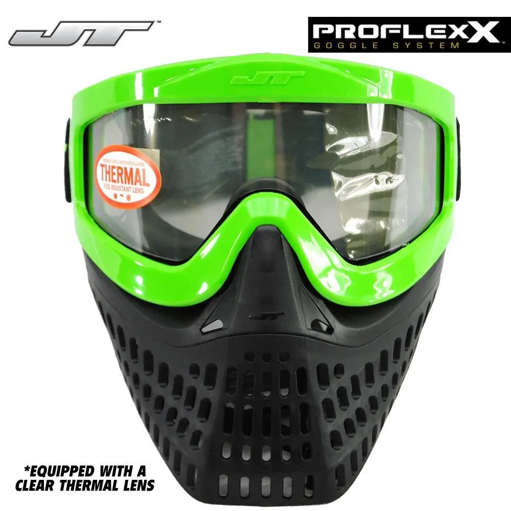 Jt Proflex X Thermal Paintball Mask - Lime Frame And Strap W/ Quick Change System 1
