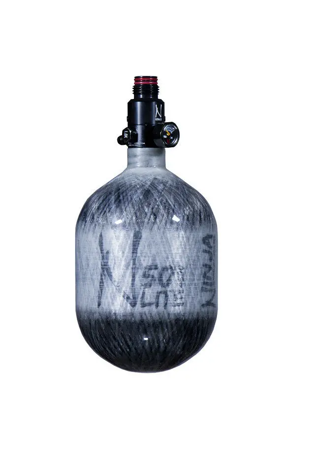 Ninja Carbon Fiber Lite 50/4500 Paintball Tank - Grey Ghost - Adjustable Regulator 1