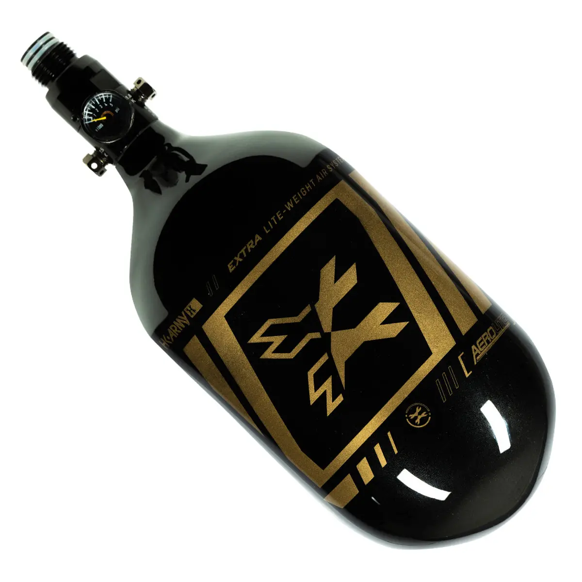 Hk Army "Extra Lite" Carbon Fiber Tank - Standard Reg - Slash - 68/4500 Psi -  Metallic Black/Gold 1