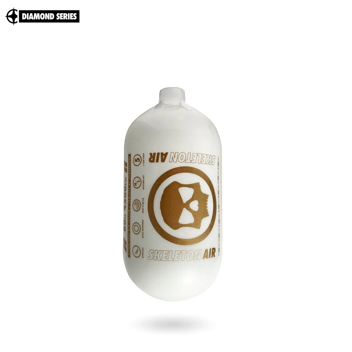 Infamous Skeleton Air "Hyperlight" Paintball Tank Bottle Only - Diamond Series - Pearl / Gold - 80/4500 Psi 1