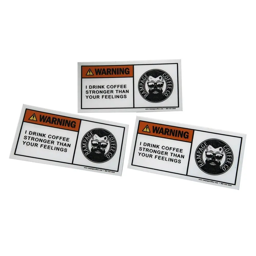 Rampage Coffee Co. Feelings Warning Stickers (3 Pack) 1