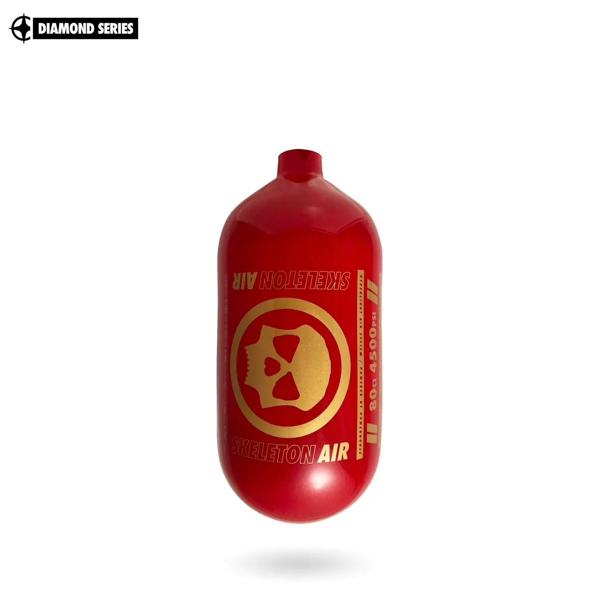 Infamous Skeleton Air "Hyperlight" Paintball Tank Bottle Only - Diamond Series - Red / Gold - 80/4500 Psi 1