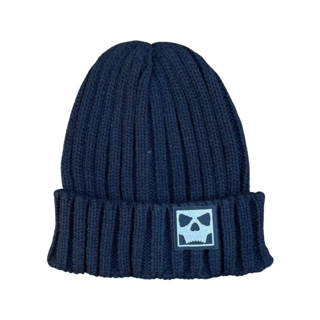 Infamous Knit Beanie -Ribbed Skull - Black 1