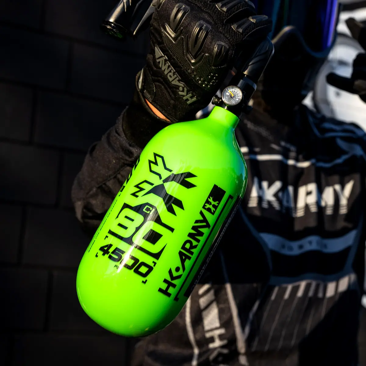 Hk Army "Extra Lite" Carbon Fiber Tank - Standard Reg - Rush - 80/4500 Psi - Neon Green/Black 2