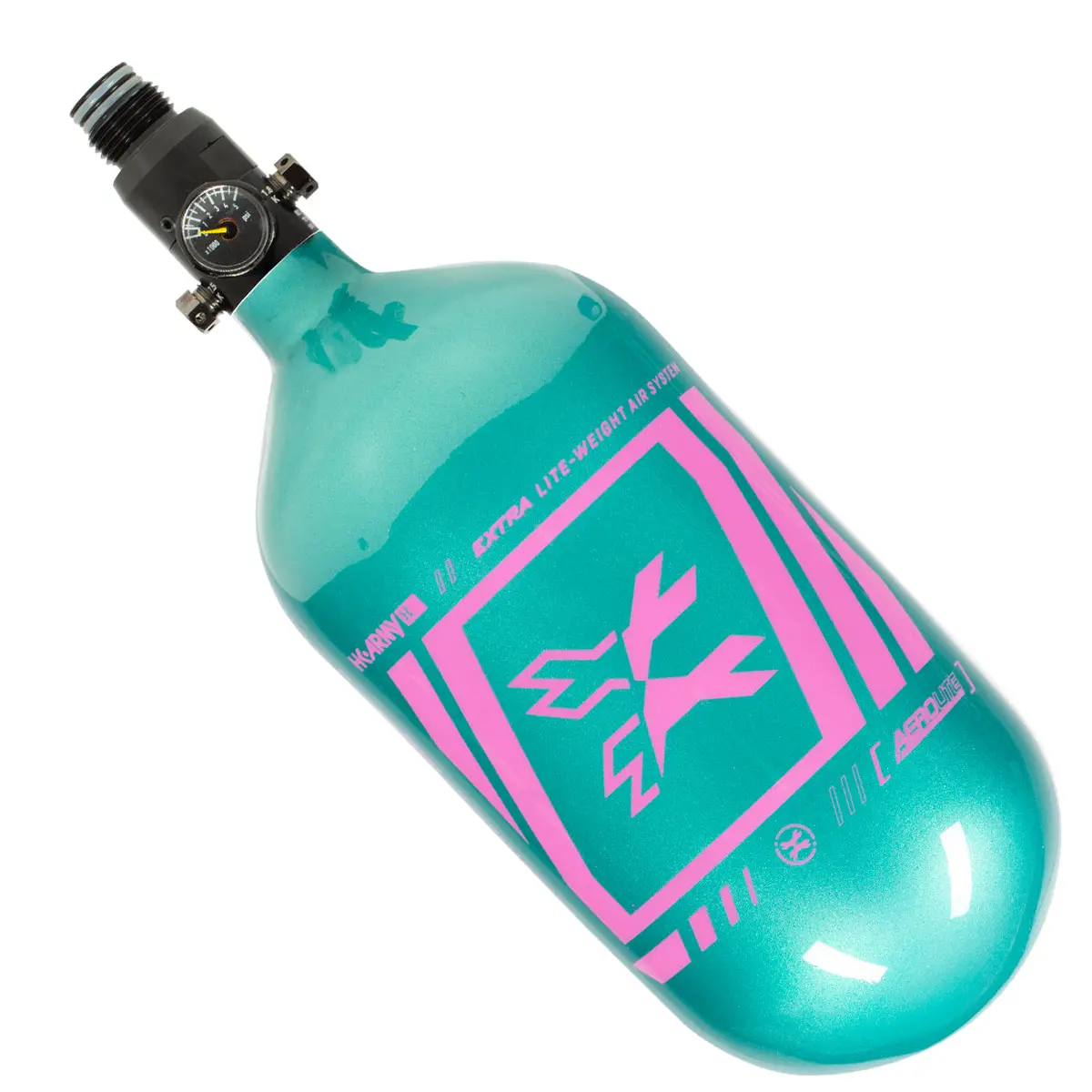 Hk Army "Extra Lite" Carbon Fiber Tank - Standard Reg - Slash - 80/4500 Psi -  Metallic Turquoise/Pink (Hydro Date 02/2022) 1