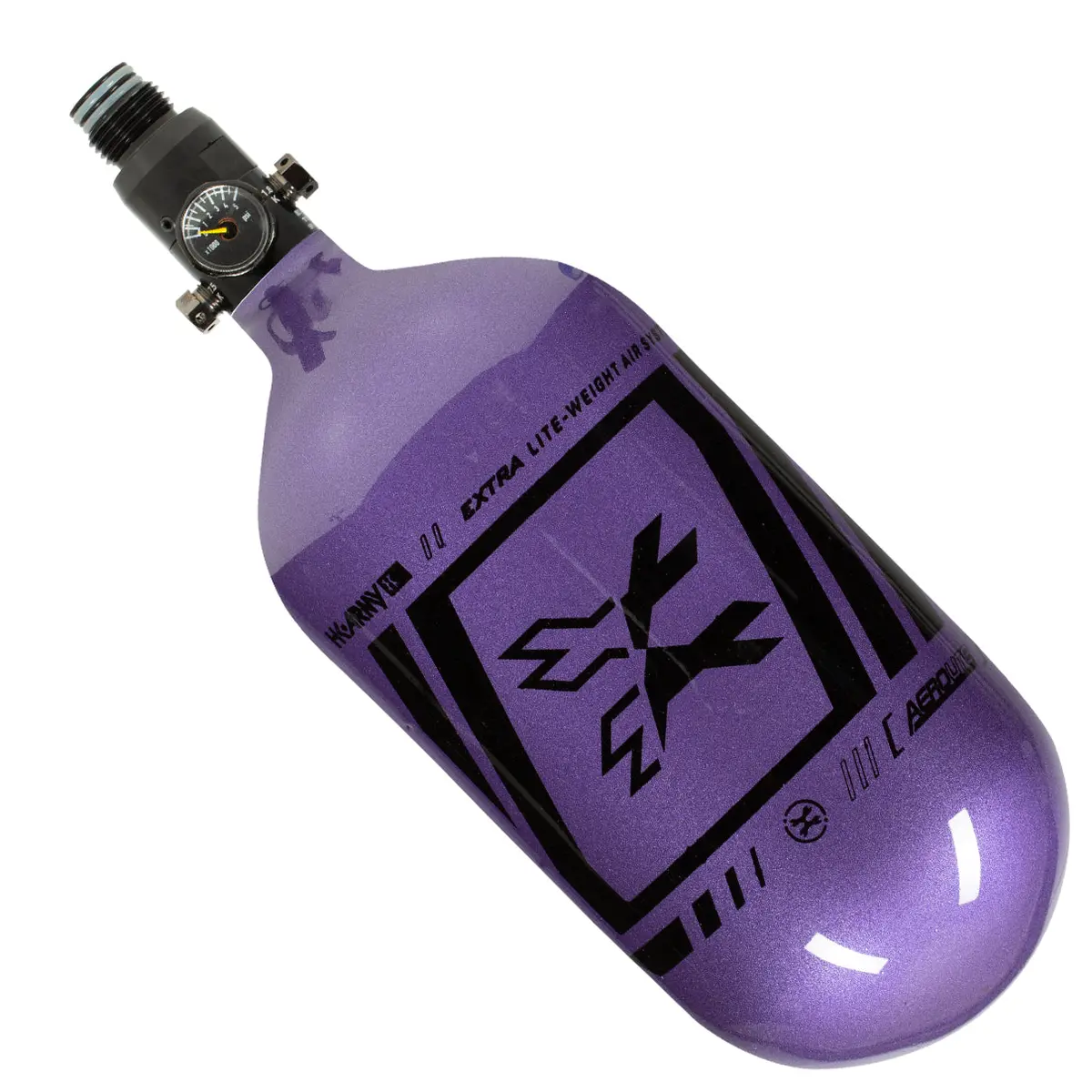 Hk Army "Extra Lite" Carbon Fiber Tank - Standard Reg - Slash - 80/4500 Psi -  Metallic Purple/Black (Hydro Date 02/2022) 1