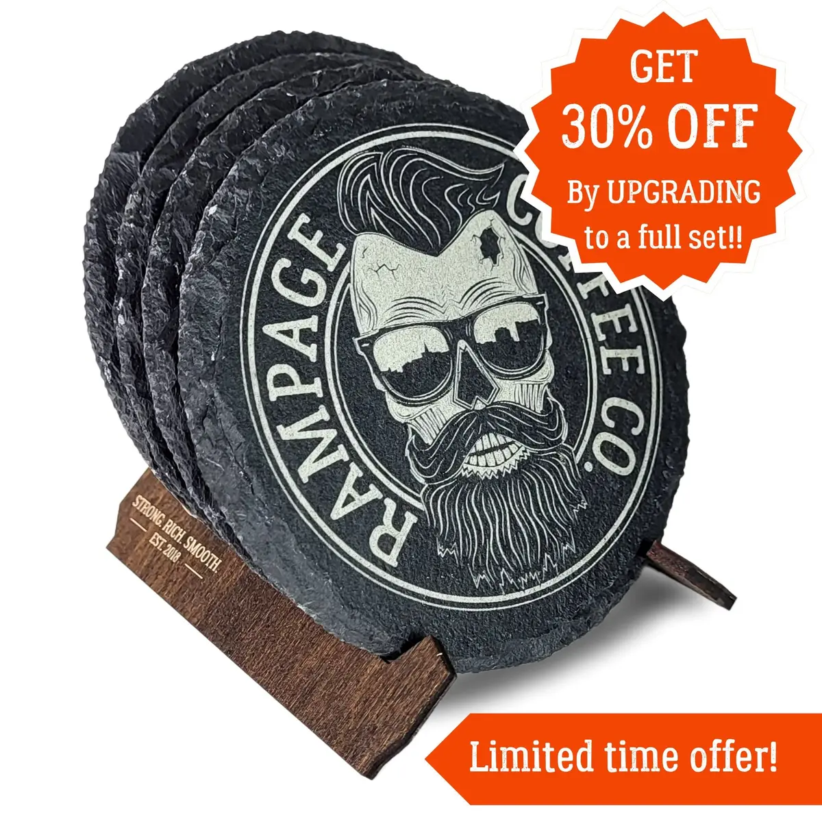 Slate Stone Coaster | Full Set With Holder 1