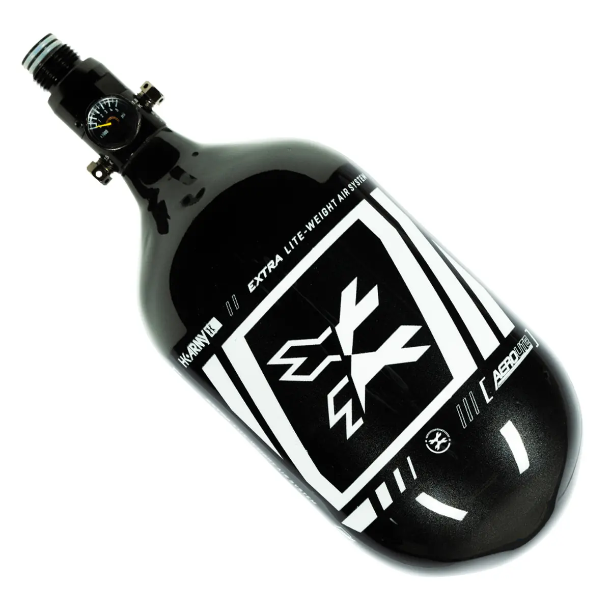 Hk Army "Extra Lite" Carbon Fiber Tank - Standard Reg - Slash - 68/4500 Psi -  Metallic Black/White 1