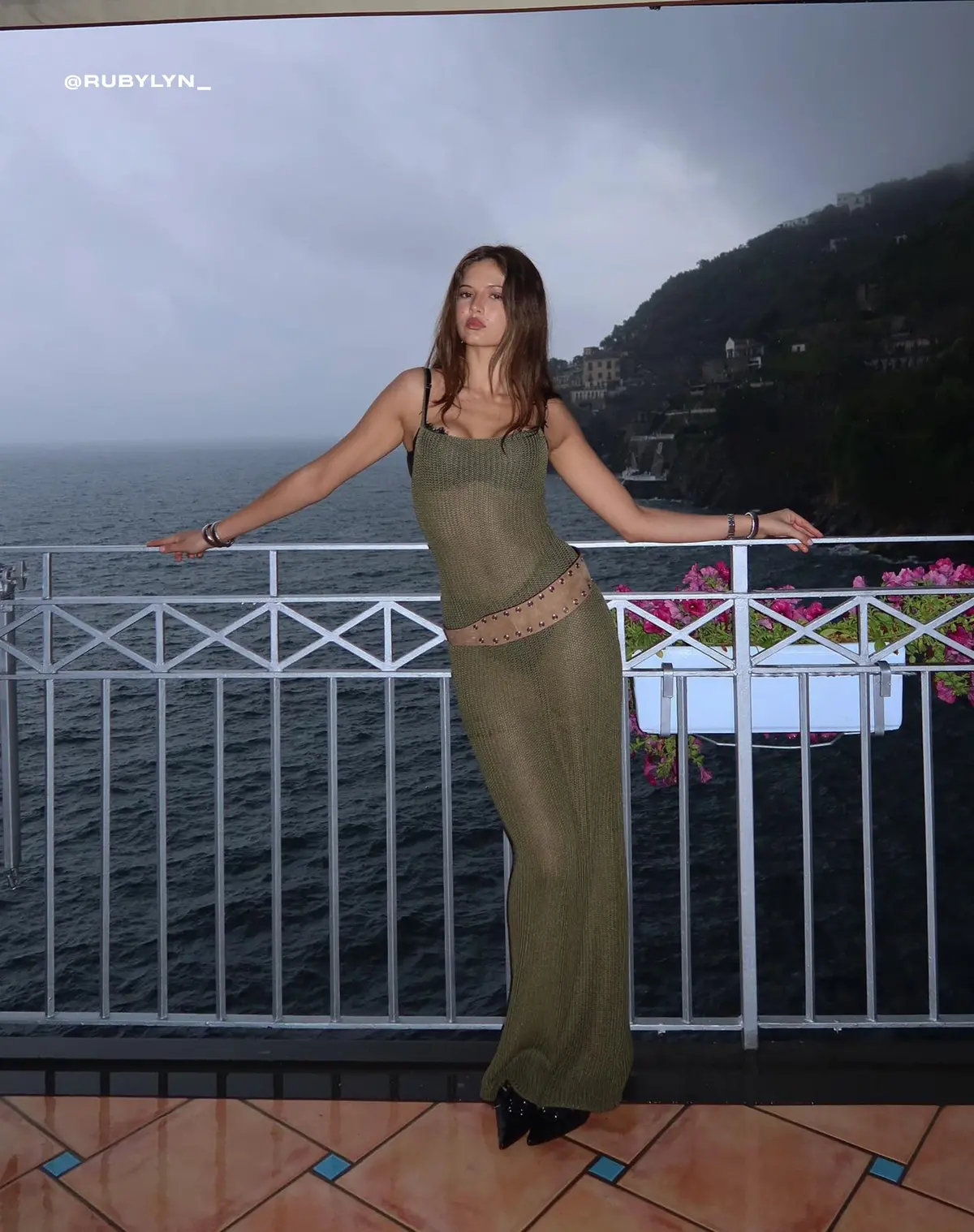 Norila Knitted Maxi Dress In Olive 1