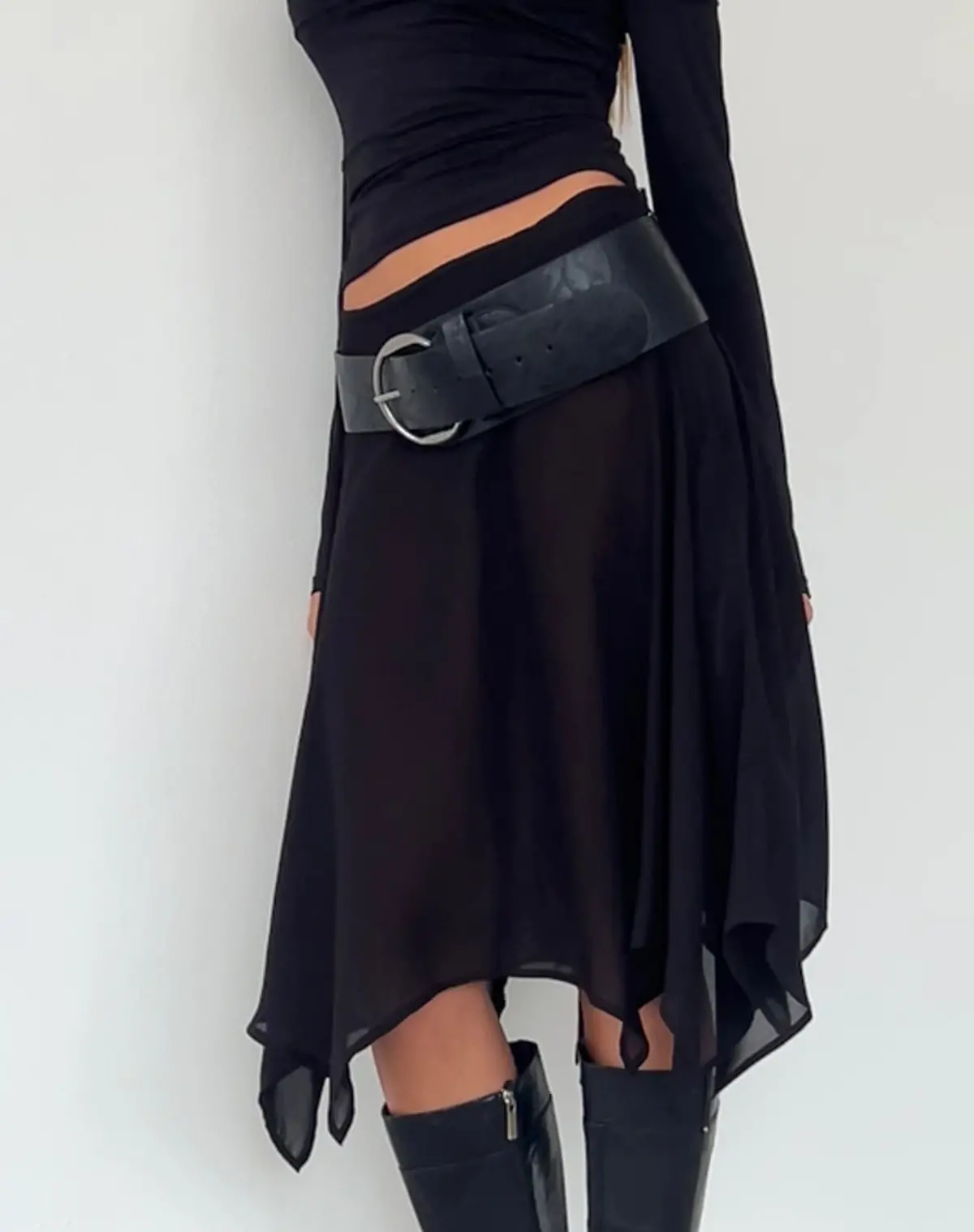 Albertha Midi Skirt In Chiffon Black 1